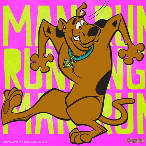 the scooby dog is dancing in front of a pink background