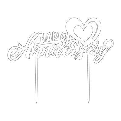 Happy Anniversary cake topper svg with heart - Design Market