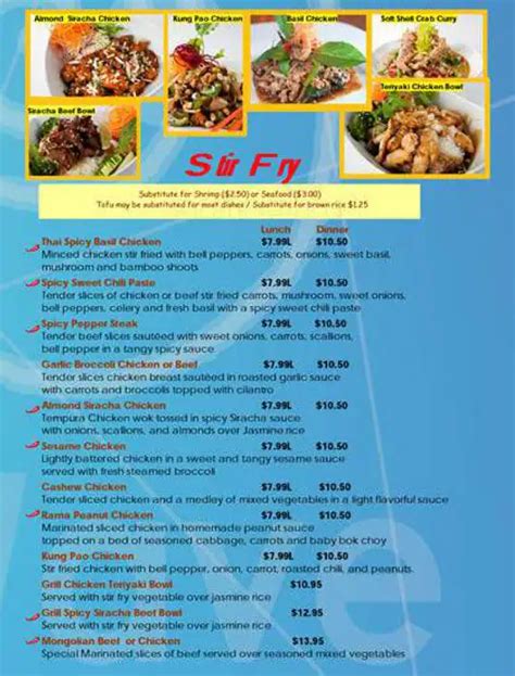 Menu at Noodle Wave restaurant, McKinney