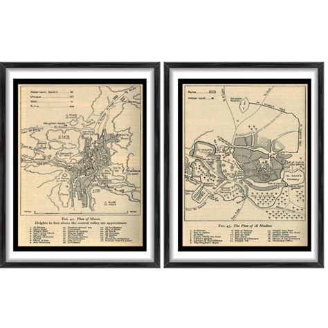 Makkah and Madinah Rustic Map Prints – Saleha Art