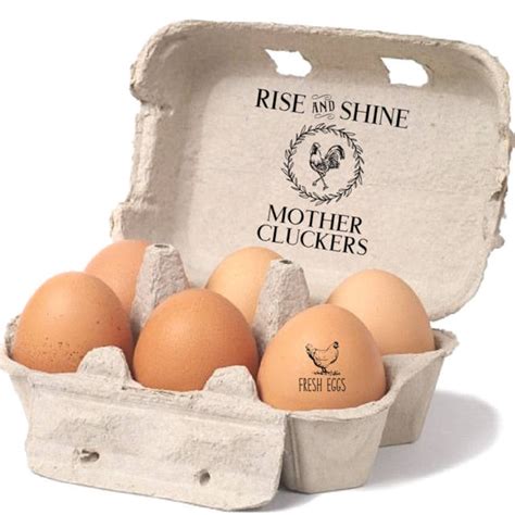 Funny Egg Cartons Stamp Rise And Shine Mother Cluckers Egg | Etsy