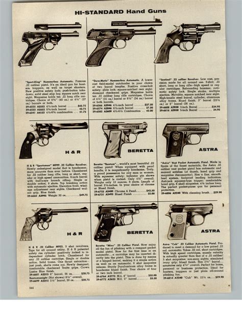 1956 PAPER AD Beretta Bantam Caliber Pistol Chrome Pearl Sport King ...