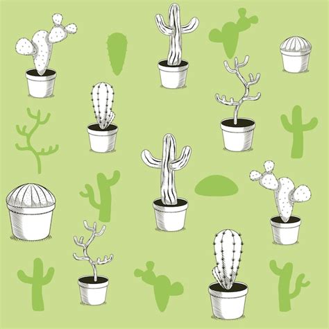 Premium Vector | Desert plants hand drawn background