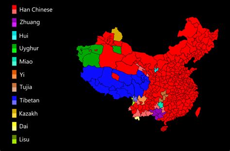 Map : Ethnic Groups by Prefecture in China - Infographic.tv - Number ...