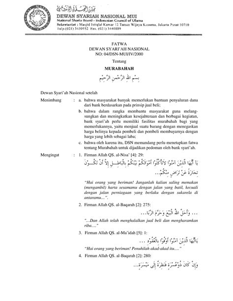 04-Murabahah - Fatwa DSN Mengenai Murabahah - FATWA DEWAN SYARI’AH NASIONAL NO: 04/DSN-MUI/IV ...