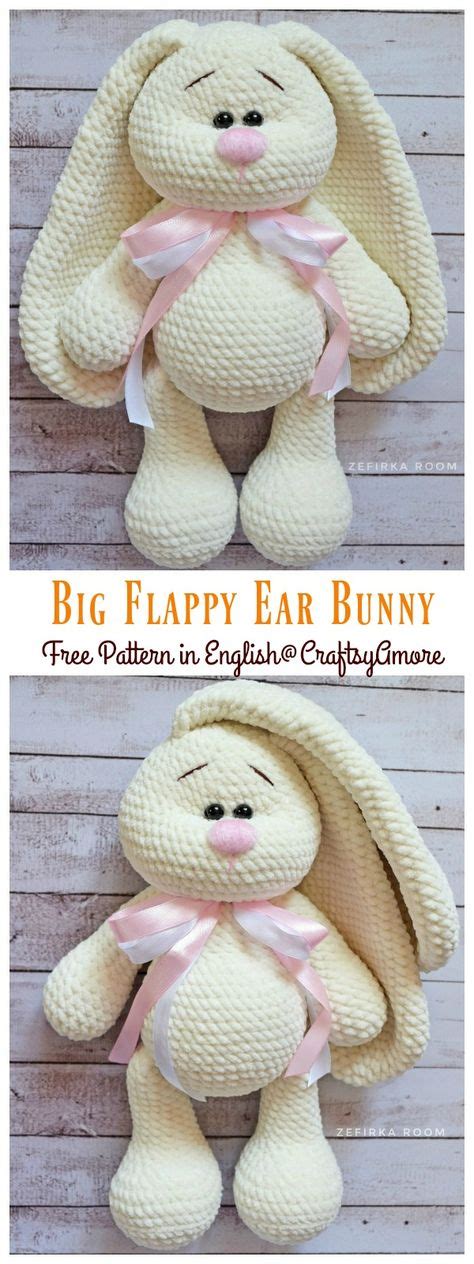 Crochet Big Flappy Ear Bunny Amigurumi Free Pattern - MK | Háčkované hračky, Háčkovanie, Pre deti