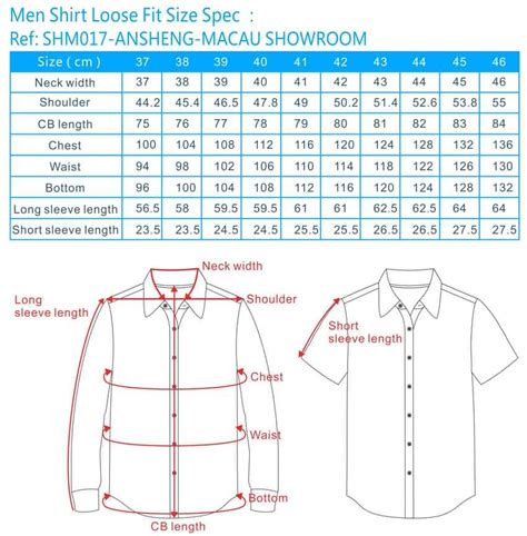 shirt size chart, shirt size chart slim fit, shirt size conversion ...