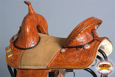 U-T-16 16" HILASON TREELESS WESTERN TRAIL BARREL RACING LEATHER SADDLE - Saddles