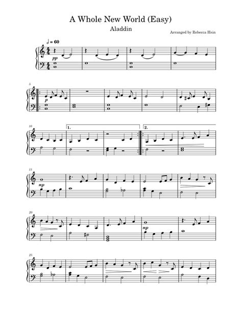 A Whole New World (Easy) Sheet music for Piano (Solo) | Musescore.com