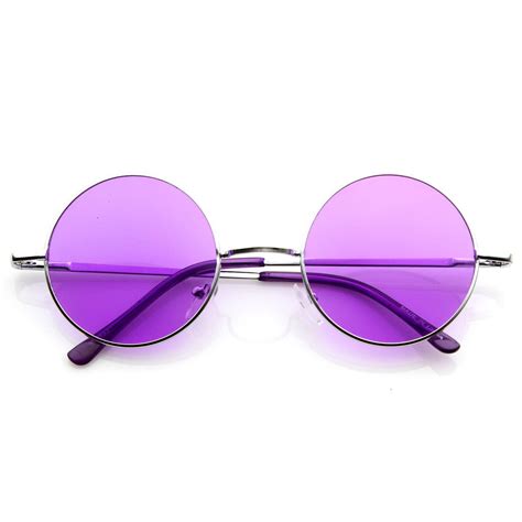 Retro Hippie Metal Lennon Round Color Lens Sunglasses 8594 | Sunglasses color lens, Round ...