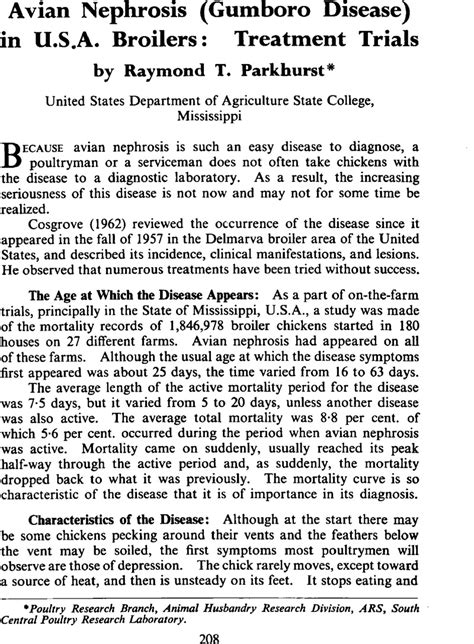 Avian Nephrosis (Gumboro Disease) in U.S.A. Broilers: Treatment Trials | World's Poultry Science ...