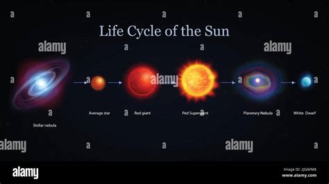 Star sun life cycle realistic set with isolated views of star lifespan moments with text ...