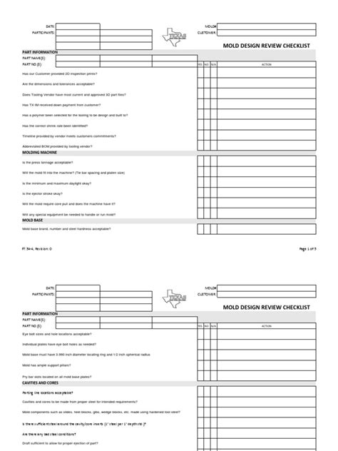 Mold Design Review Checklist | PDF | Manufactured Goods | Industrial ...