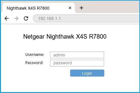 Netgear Nighthawk X4S R7800 Router Login and Password