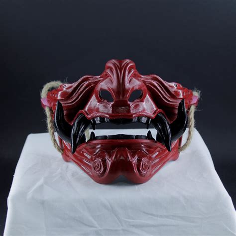 Black Teeth Red Oni Mask Samurai Quad Fang Oni Mask Costume - Etsy