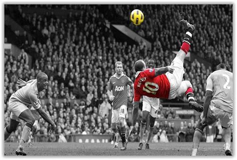 Famous Manchester United Wayne Rooney Bicycle Kick Poster Prints Wall Art Football Pictures Size ...