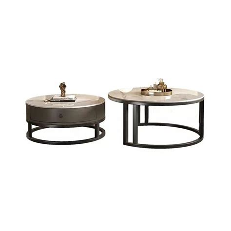 Nesting Round Board Game Coffee Table (set of 2) with Extendable Frame for Living Room Coffee Tables