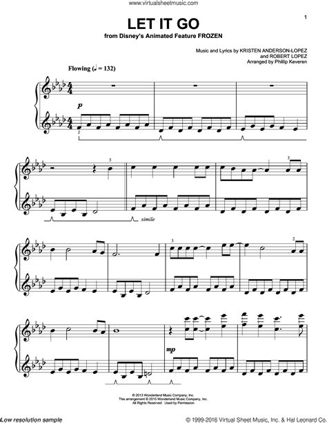 Lopez - Let It Go sheet music (easy) for piano solo [PDF]