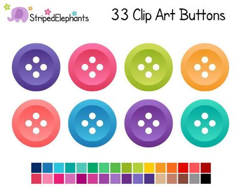 Clipart Buttons 1, Button Clip Art, Sewing Digital Clip Art, Craft Clipart, Commercial Use ...