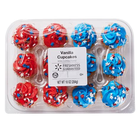 Freshness Guaranteed Vanilla Cupcakes, Red & Blue, 12 Count - Walmart.com - Walmart.com