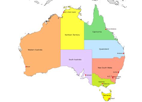 Map Of Australia and Capital Cities Basic Outline Maps Library ...