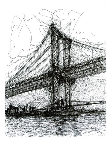 Manhattan Bridge from Rutgers Street NYC Drawing by Brendan Higgins - Fine Art America