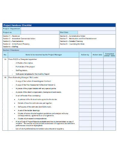 FREE 3+ Project Handover Checklist Samples [ Construction, Manager, Software ]