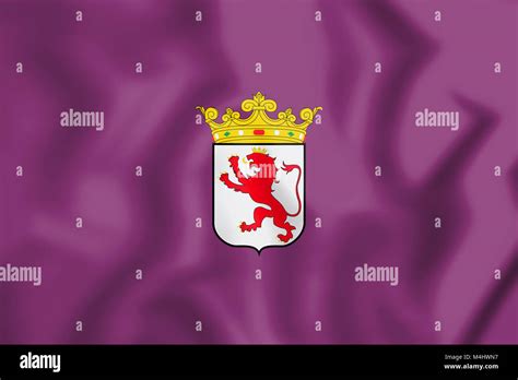 3D Flag of Leon Province, Spain. 3D Illustration Stock Photo - Alamy