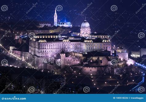 Night View of Buda Castle in Budapest Stock Photo - Image of historical ...