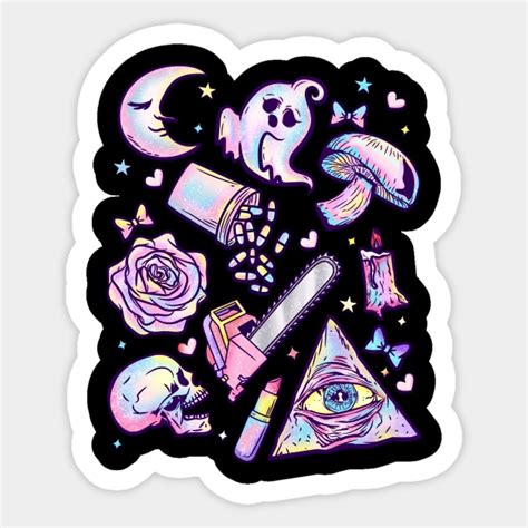 Creepy Cute Aesthetic Pastel Goth - Kawaii Chibi Gift - Pastel Goth - Sticker | TeePublic