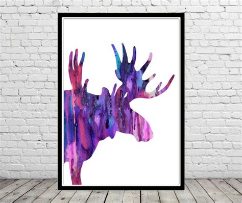 Moose Moose print moose art watercolor moose watercolor | Etsy