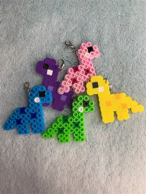 Dinosaur Perler Bead Keychains - Etsy