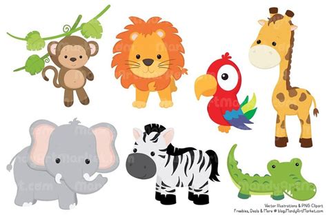 Cartoon Baby Jungle Animals Clipart