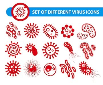 Premium Vector | Set of different types virus icons