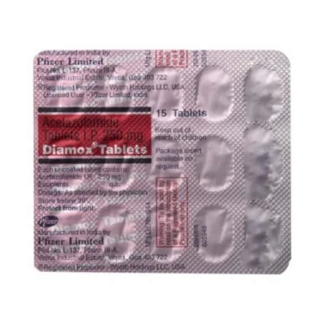 Diamox Tablet (Acetazolamide), 250 mg, Packaging Size: 1*15 Tablets at ...