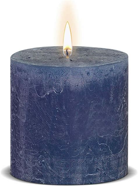 Dark Blue Pillar Candles Rustic 6 Pack Unscented 4x4 for | Etsy