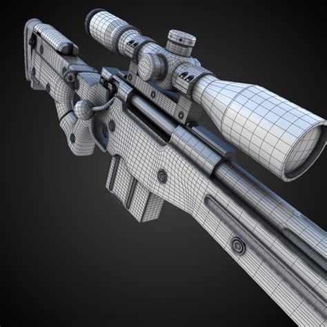 AWM Sniper Rifle Hi-Res 3D Model .max .obj .fbx .lwo .lw .lws .ma .mb ...