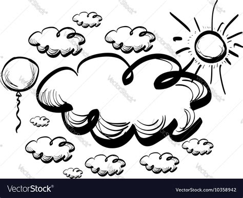 Hand drawing sky with clouds Royalty Free Vector Image