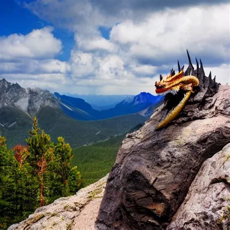 A dragon sitting on a mountain, 4K photograph, natural | Stable Diffusion | OpenArt