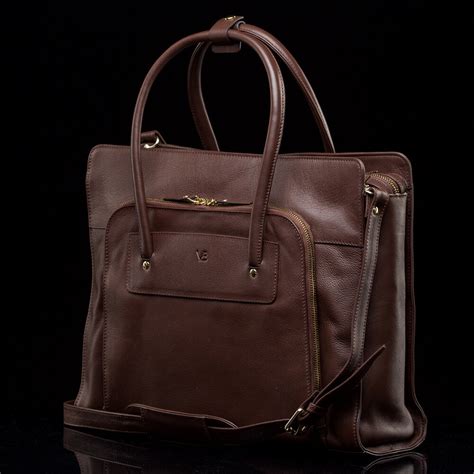 14 Inch Women's Designer Leather Laptop Bag (Black / Brown) - Von Baer - Von Baer