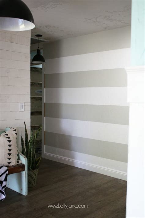 DIY Striped Accent Wall - With Gray & White Stripes! - Lolly Jane