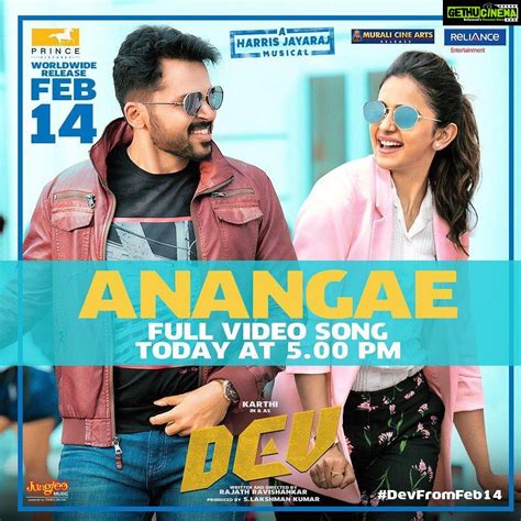 Karthi Instagram - #Dev video songs from today! ‪ #Anangae at 5pm & # ...