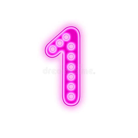 Shiny Bright Pink Color Neon Number 1, 3d Illustration Alphabet Stock Illustration ...