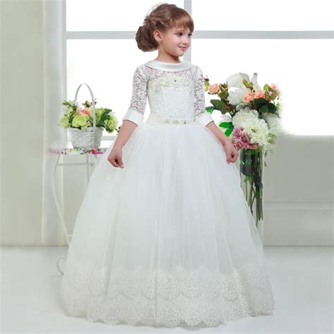 Elegant First Communion Dresses for Girls Kids White Graduation Dresses Princess Holy Communion ...