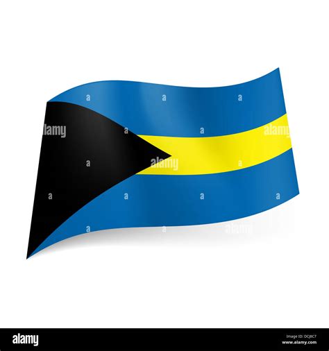 National flag of Bahamas: blue and yellow horizontal stripes with black ...