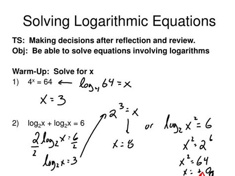 PPT - Solving Logarithmic Equations PowerPoint Presentation, free ...