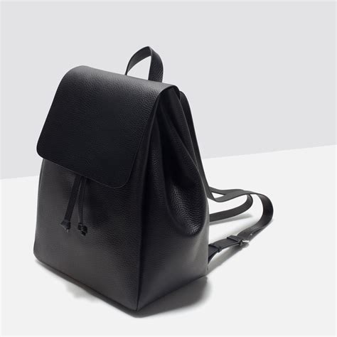 Zara Backpack With Foldover Flap in Black | Lyst