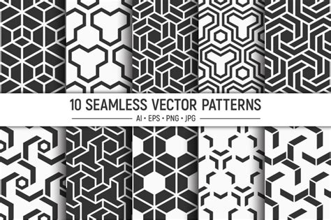 10 seamless geometric vector patterns By AVK Studio | TheHungryJPEG.com