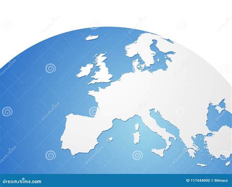 Europe Vector Map on World Globe Stock Vector - Illustration of spain ...