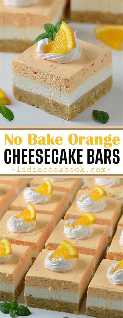 No Bake Orange Cheesecake Bars - Lidia's Cookbook